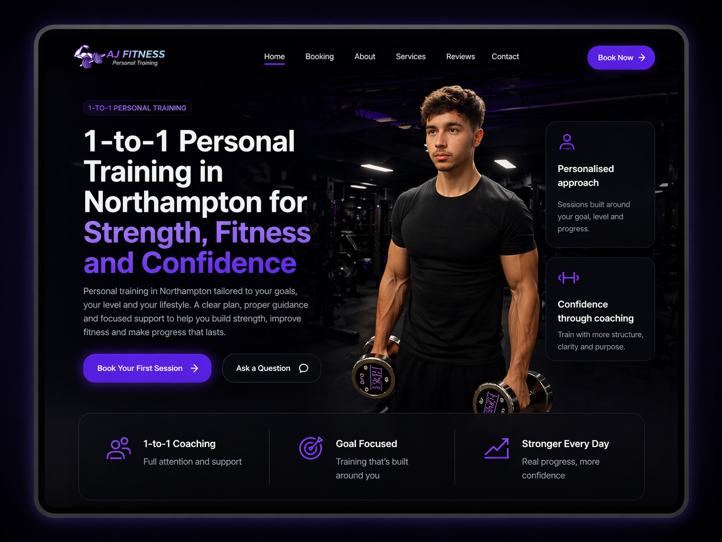 AJ Fitness personal trainer website design by BJ Studio