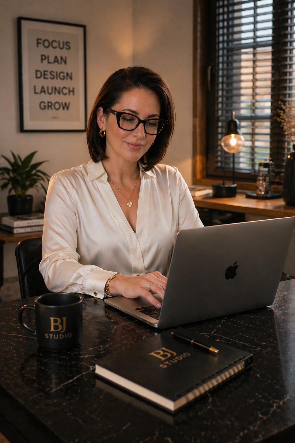 Barbara Jaskiewicz working on a laptop