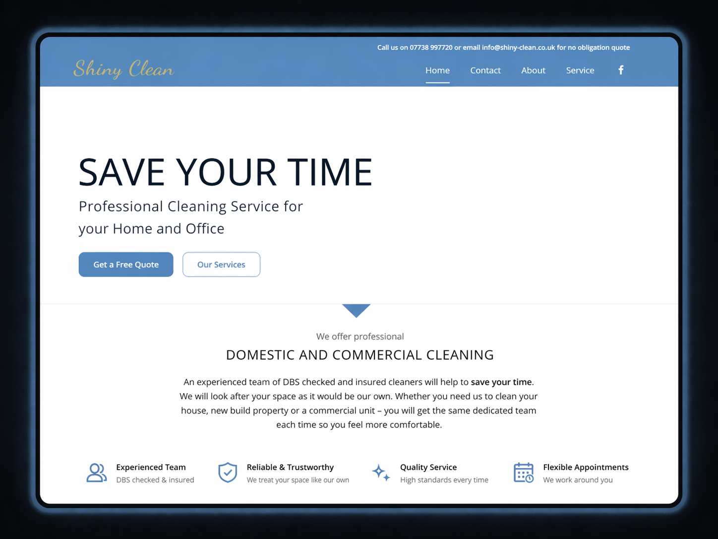 Old Shiny Clean website before redesign